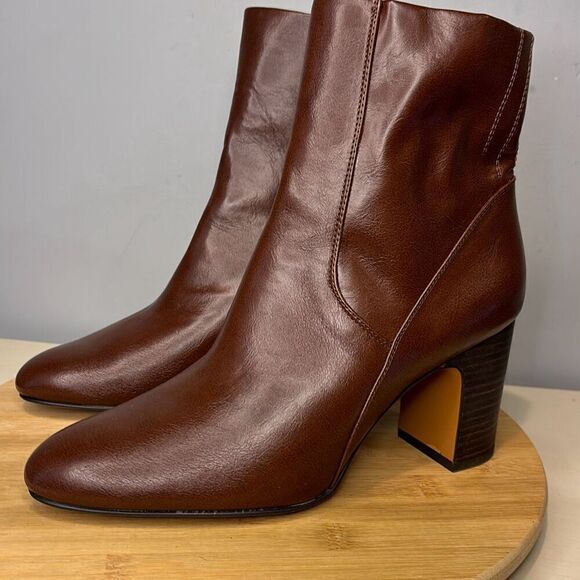 Franco Sarto Women's A-Ponte Almond Toe Side Zip Block Heeled Boots Brown Sz 11M - Picture 1 of 6
